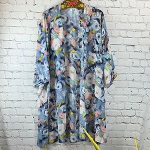 ADYSON PARKER Floral Kimono in Spring Hues, Size L/XL